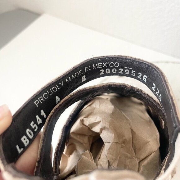 Lane Boots BECCA Wedges Womens 8 Western Cowgirl White Wooden Heeled Sandals - Picture 9 of 11